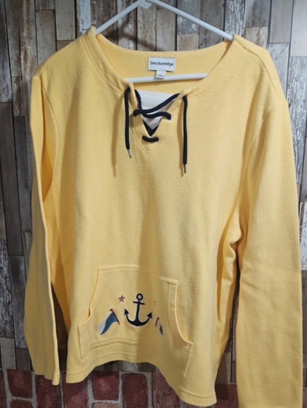 breckenridge Yellow Lace-Up Nautical Pullover